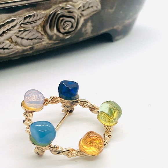 Vintage Polished Stone Brooch RARE! - Picture 16 of 17